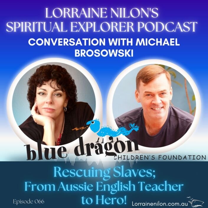 Photo of Michael Brosowski and Lorraine Nilon with a little blue dragon logo