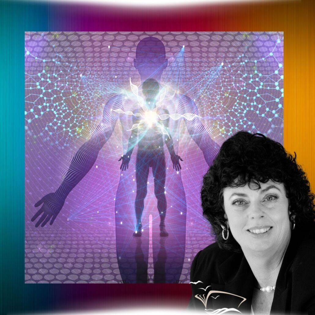 Black and White photo of Soul-Intuitive Lorraine Nilon. Image of a person's aura and the complexities of emotional patterned energy