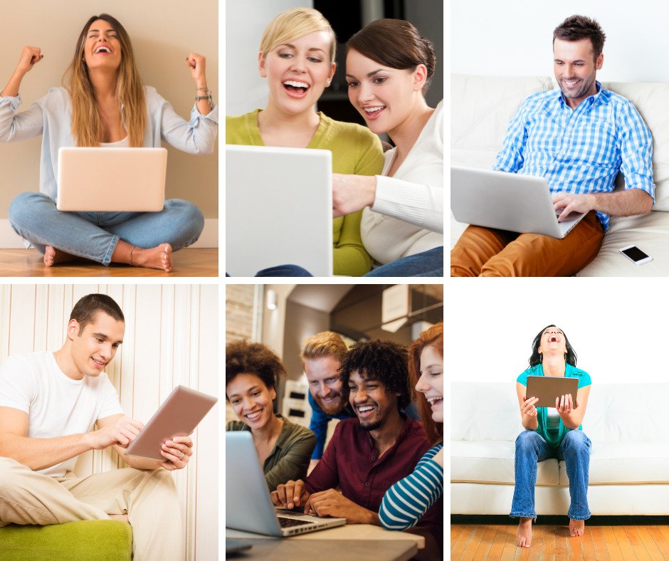people enjoying Lorraine Nilon's Self- reflection Course Online: laughing and smiling at their computers!