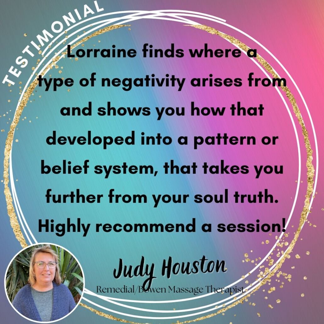 Smiling photo of Judy Houston with a testimonial for Lorraine Nilon-Soul Intuitive session